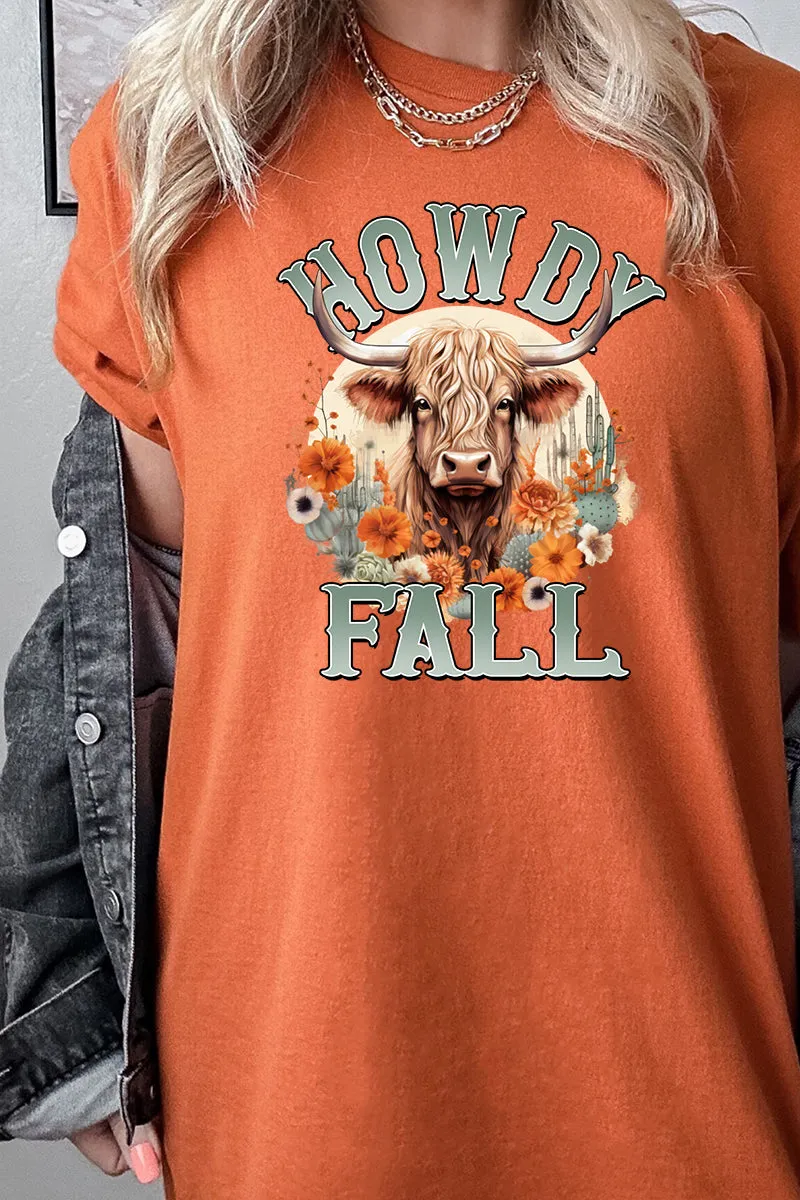 Highland Howdy Fall Short Sleeve Relaxed Fit T-Shirt
