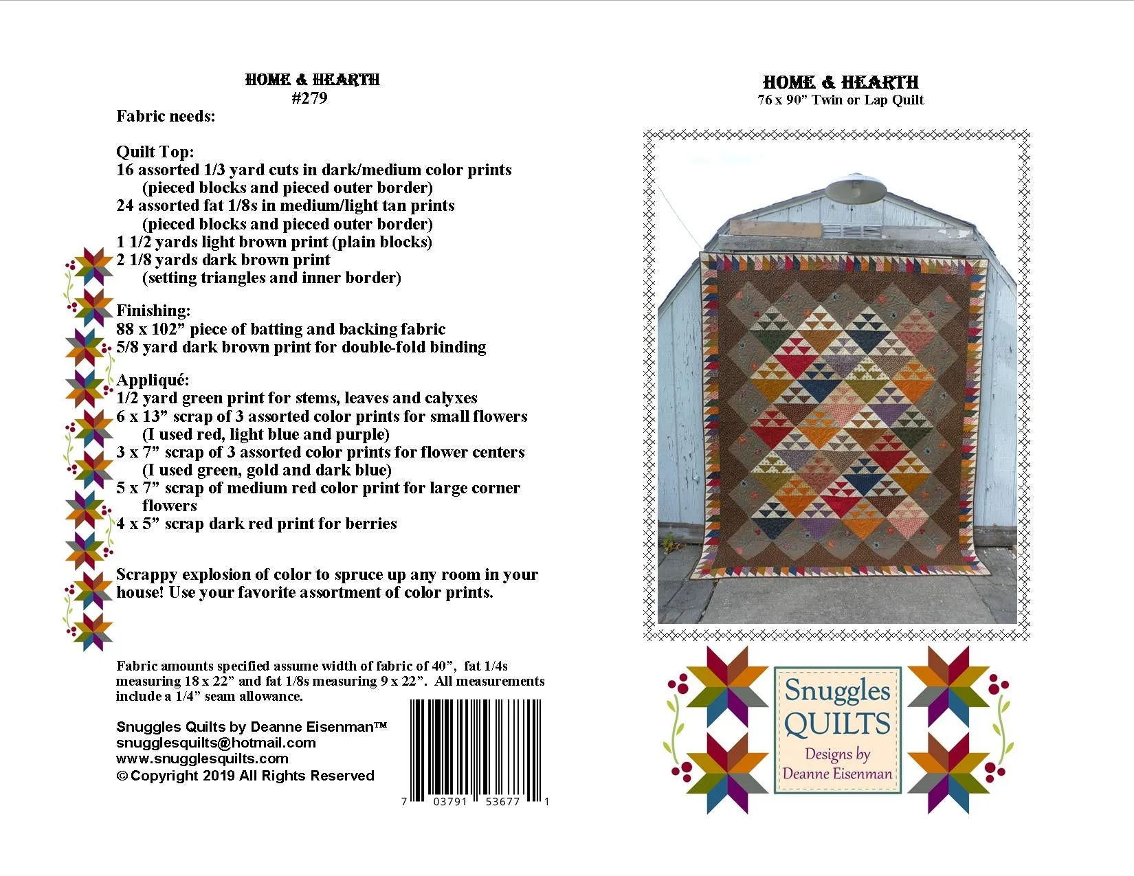 Home & Hearth Twin & Lap Quilt Pattern