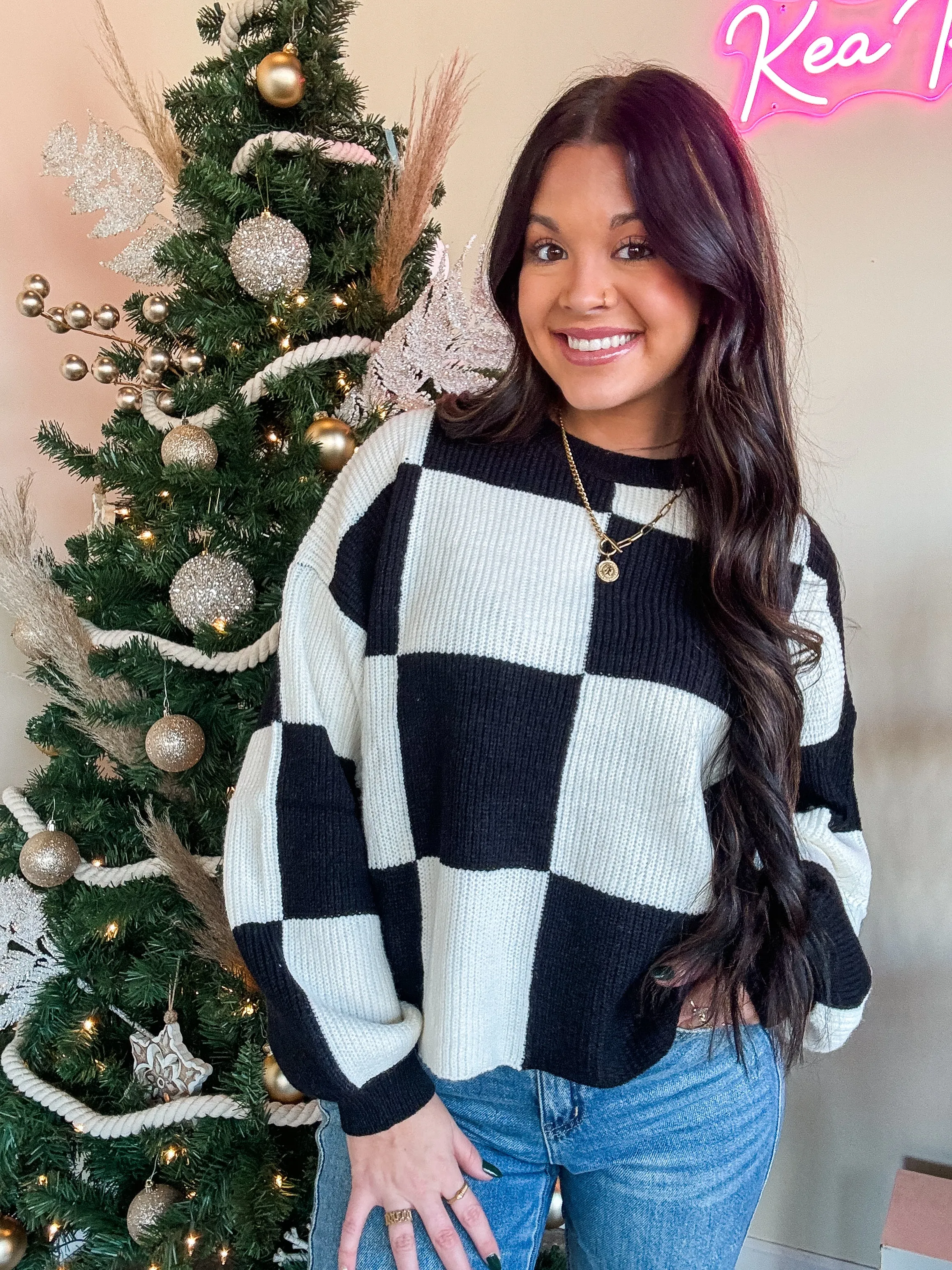 HOME FOR CHRISTMAS SWEATER-BLACK & WHITE