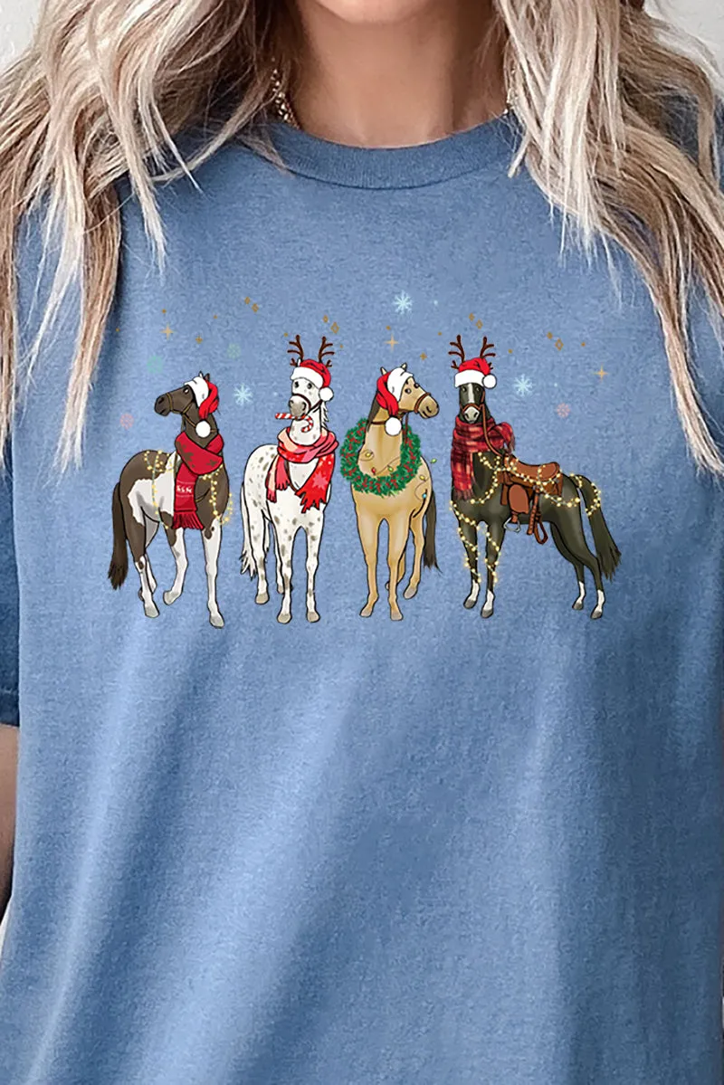 Horse Country Christmas Short Sleeve Relaxed Fit T-Shirt