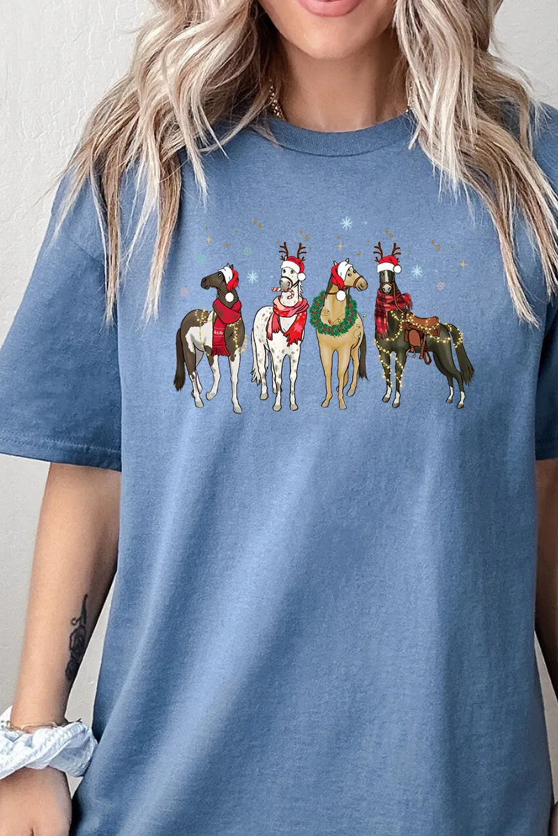 Horse Country Christmas Short Sleeve Relaxed Fit T-Shirt
