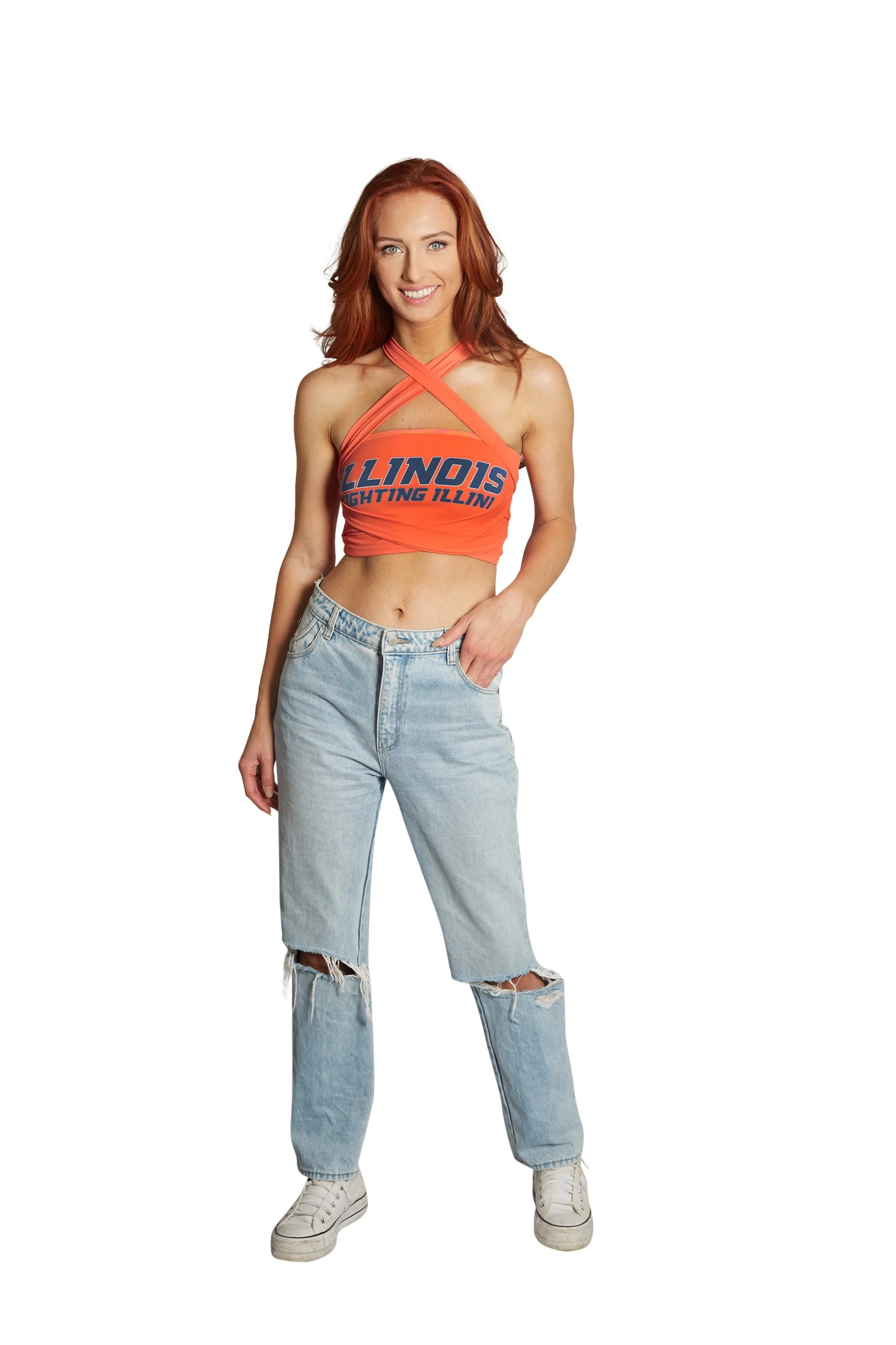 Illinois Fighting Illini Orange Multi Way Bandeau Top