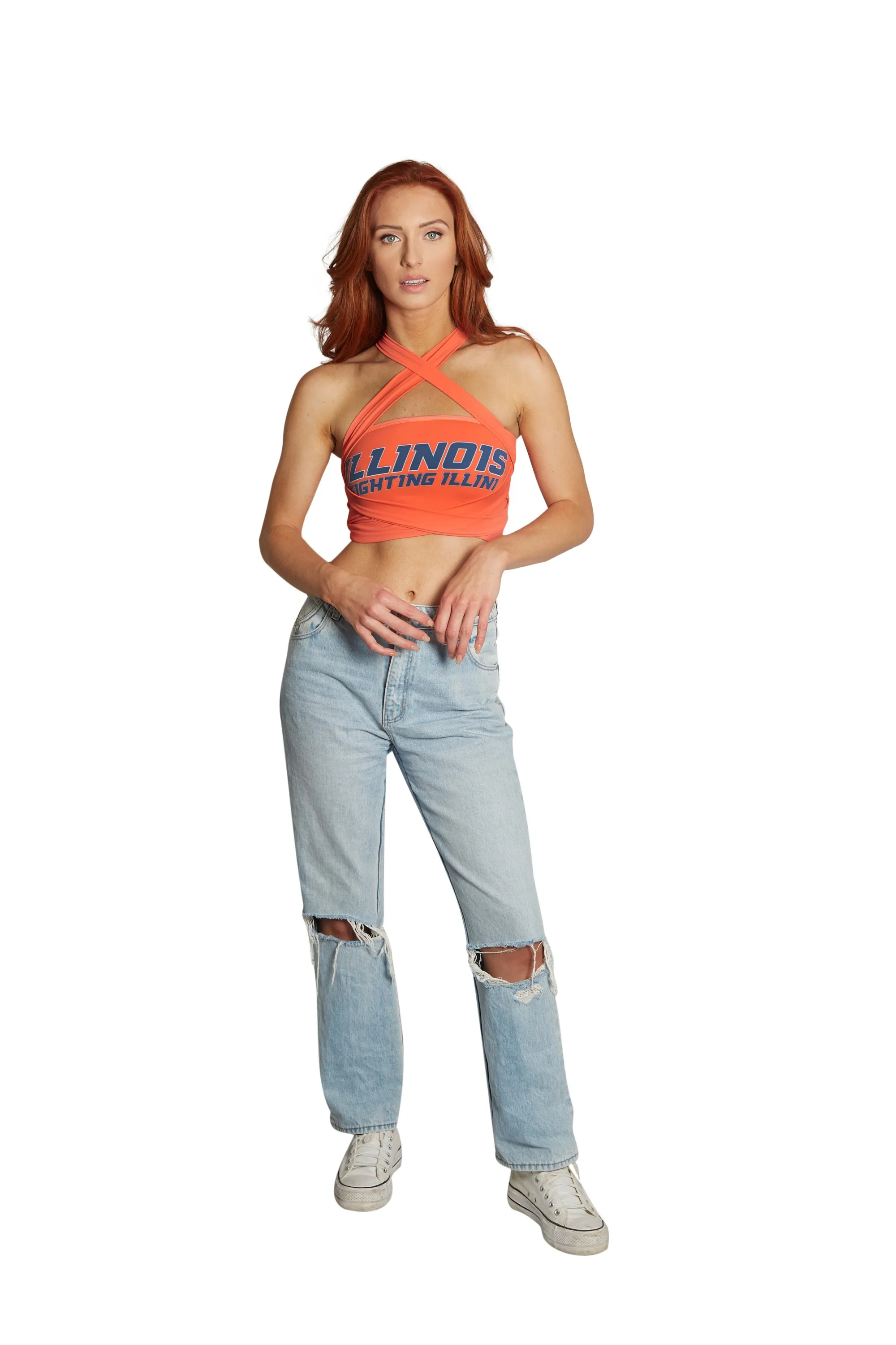 Illinois Fighting Illini Orange Multi Way Bandeau Top
