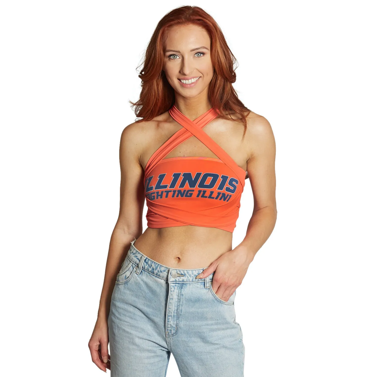 Illinois Fighting Illini Orange Multi Way Bandeau Top