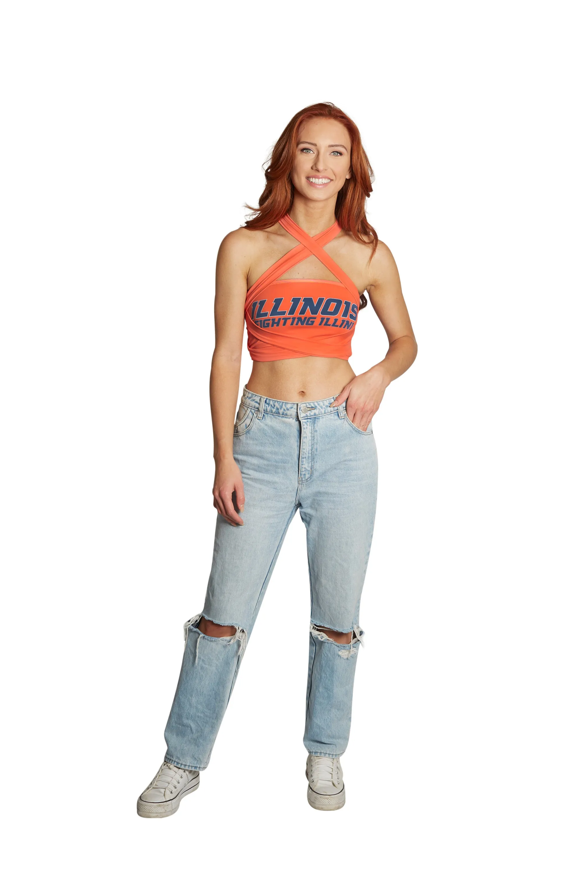 Illinois Fighting Illini Orange Multi Way Bandeau Top