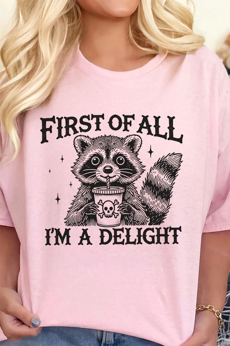 I'm A Delight Raccoon Short Sleeve Relaxed Fit T-Shirt