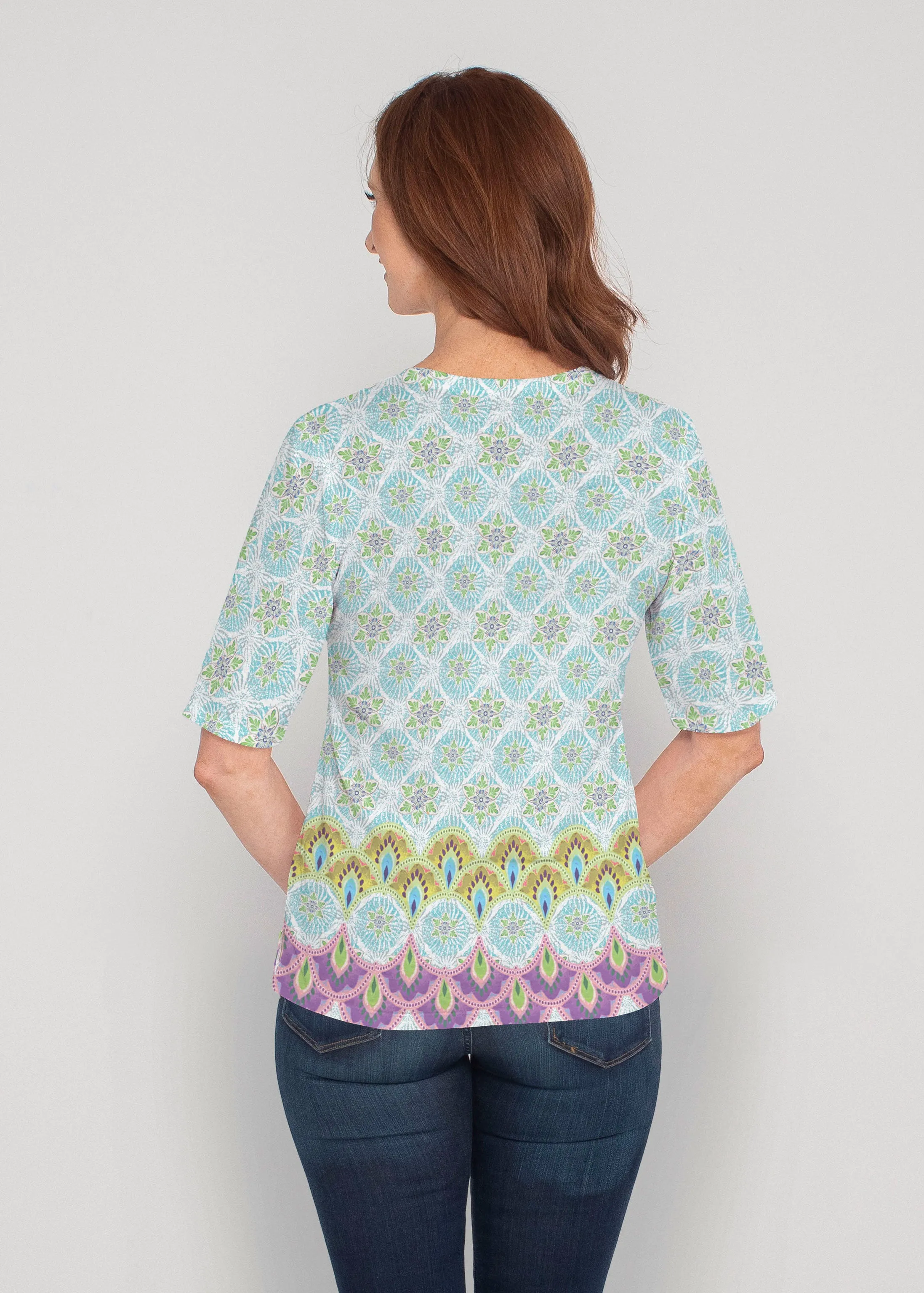 Izzy (19199) ~ Signature Elbow Sleeve V-Neck Top