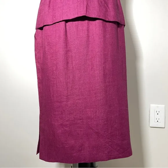 Jones New York Burgandy Linen Blend Sleeveless Vest Pencil Skirt Suit Set 8