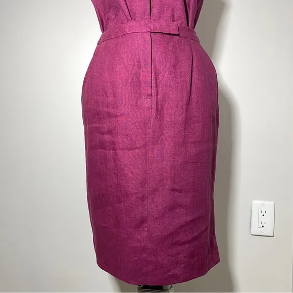 Jones New York Burgandy Linen Blend Sleeveless Vest Pencil Skirt Suit Set 8