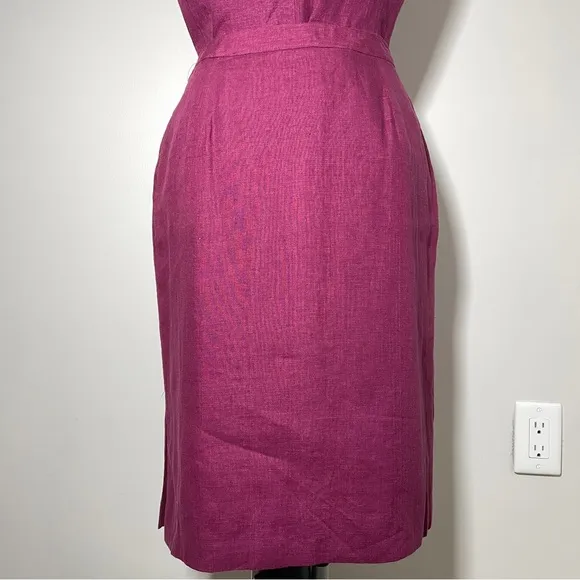 Jones New York Burgandy Linen Blend Sleeveless Vest Pencil Skirt Suit Set 8
