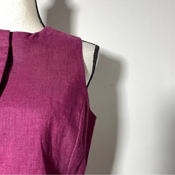 Jones New York Burgandy Linen Blend Sleeveless Vest Pencil Skirt Suit Set 8
