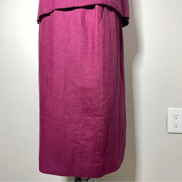 Jones New York Burgandy Linen Blend Sleeveless Vest Pencil Skirt Suit Set 8