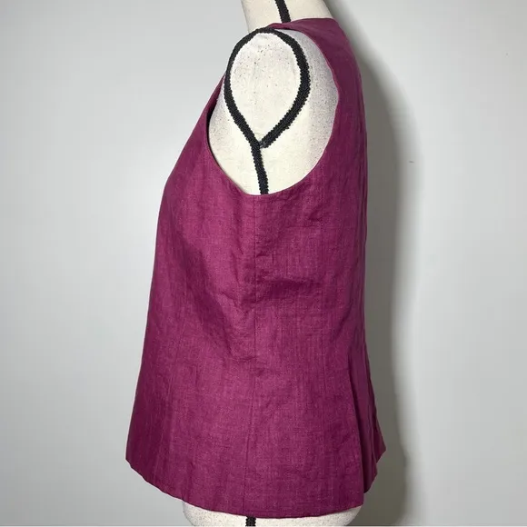 Jones New York Burgandy Linen Blend Sleeveless Vest Pencil Skirt Suit Set 8