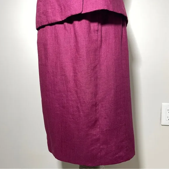 Jones New York Burgandy Linen Blend Sleeveless Vest Pencil Skirt Suit Set 8