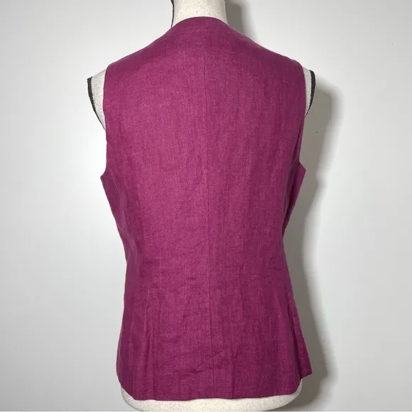 Jones New York Burgandy Linen Blend Sleeveless Vest Pencil Skirt Suit Set 8