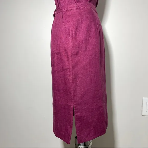 Jones New York Burgandy Linen Blend Sleeveless Vest Pencil Skirt Suit Set 8