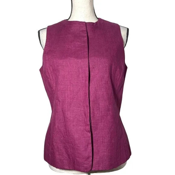 Jones New York Burgandy Linen Blend Sleeveless Vest Pencil Skirt Suit Set 8