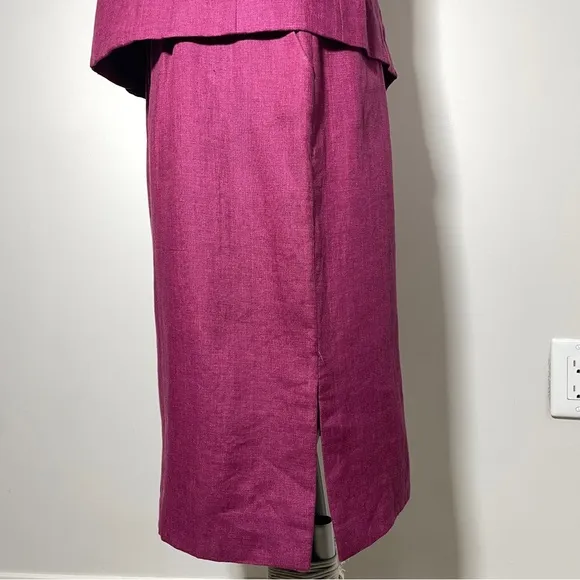 Jones New York Burgandy Linen Blend Sleeveless Vest Pencil Skirt Suit Set 8