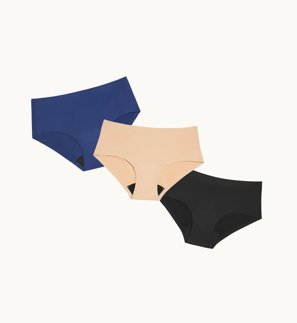 (Kit Item) First Period Kit Leakproof Underwear Night Sky/Beige/Black 3-Pack | Boyshort