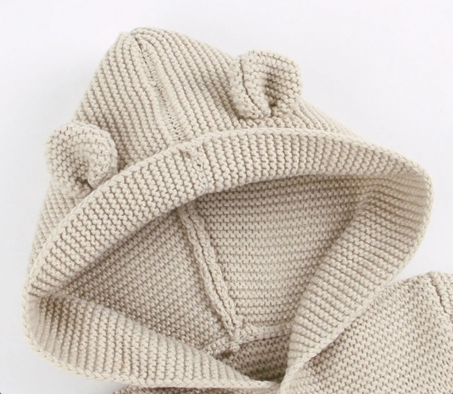 Knitted Hooded Jumpsuit - Beige