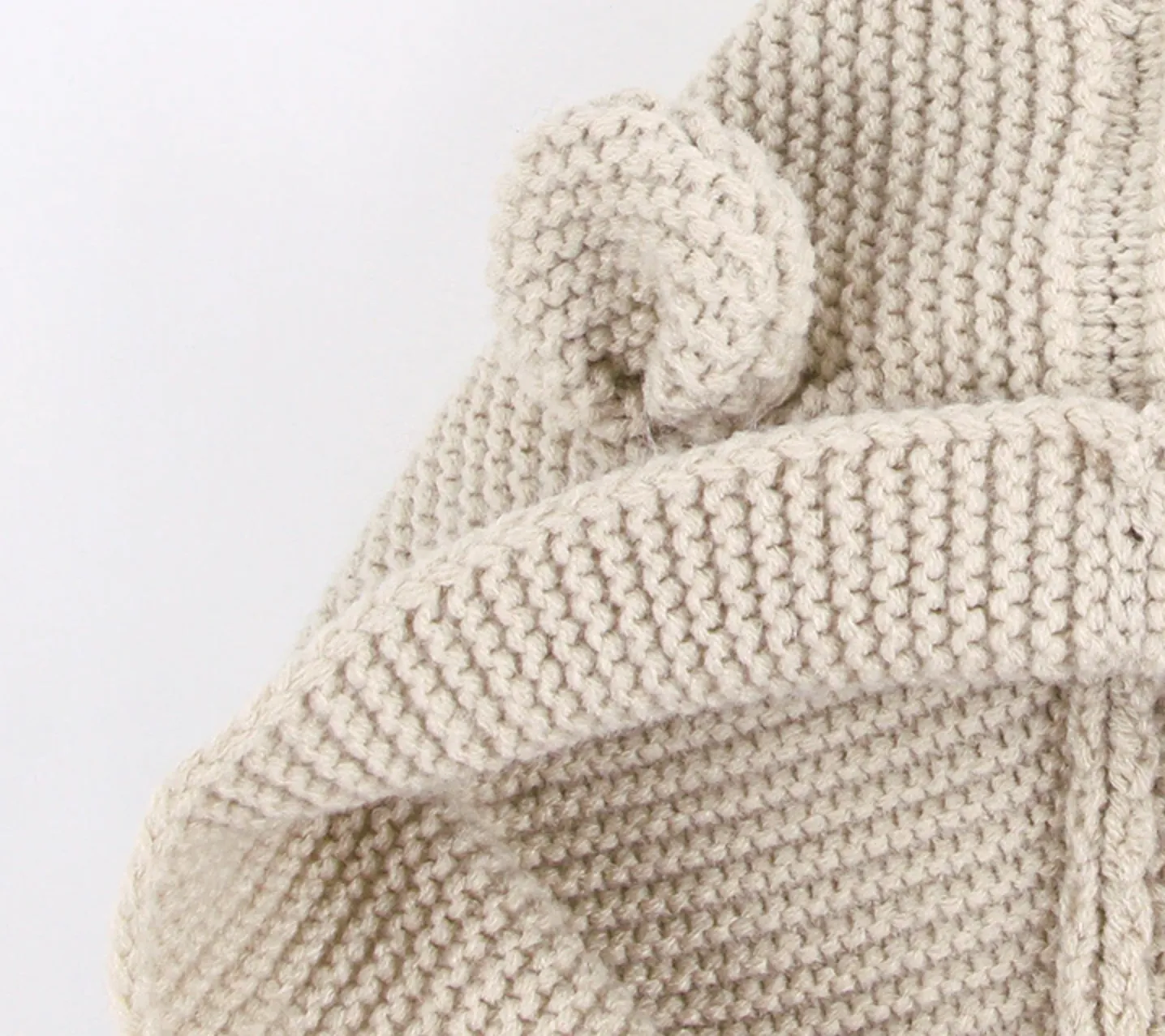 Knitted Hooded Jumpsuit - Beige