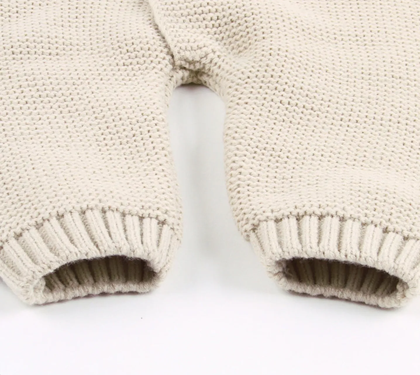 Knitted Hooded Jumpsuit - Beige