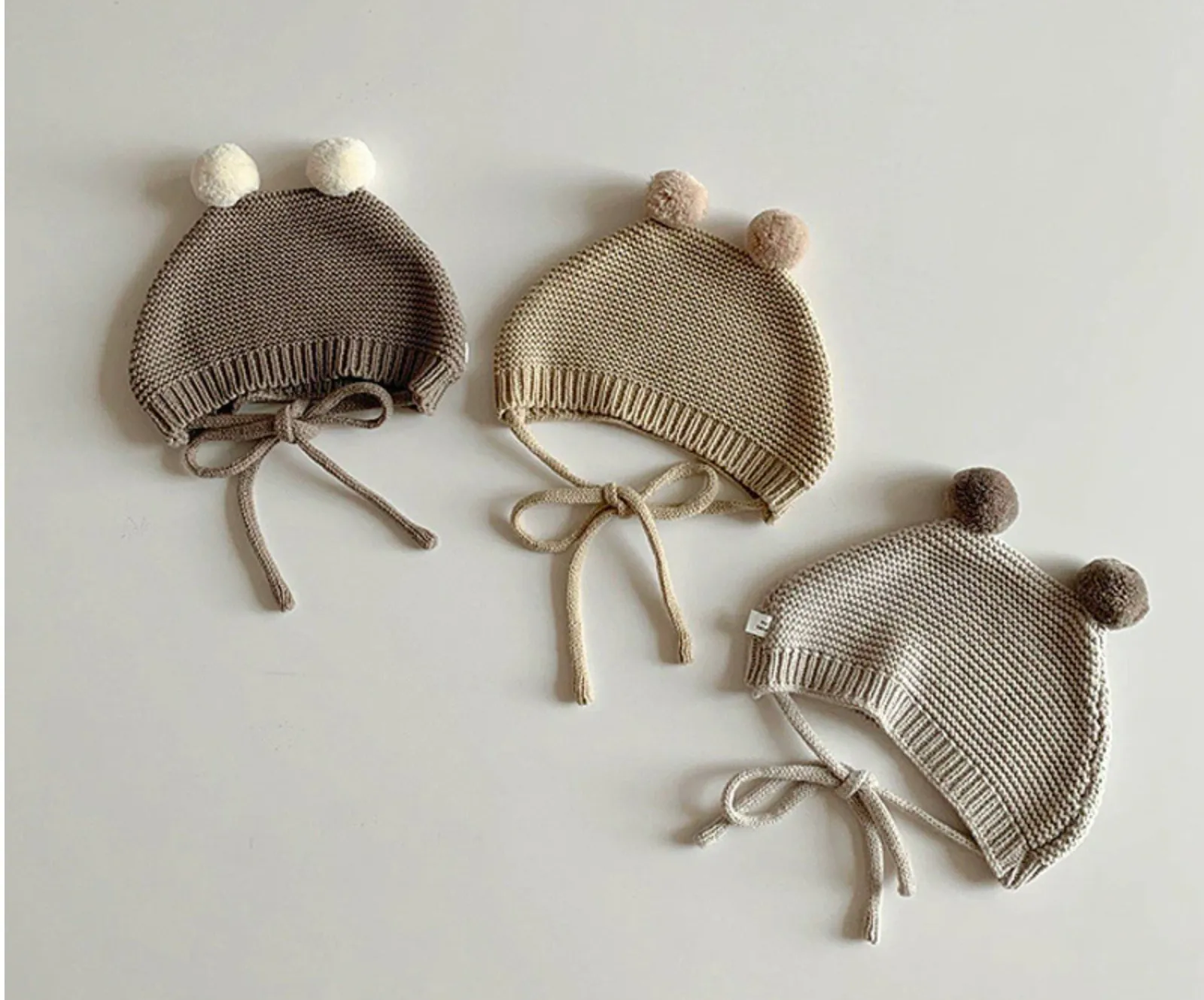 Knitted Romper and Pom Pom Hat - Beige