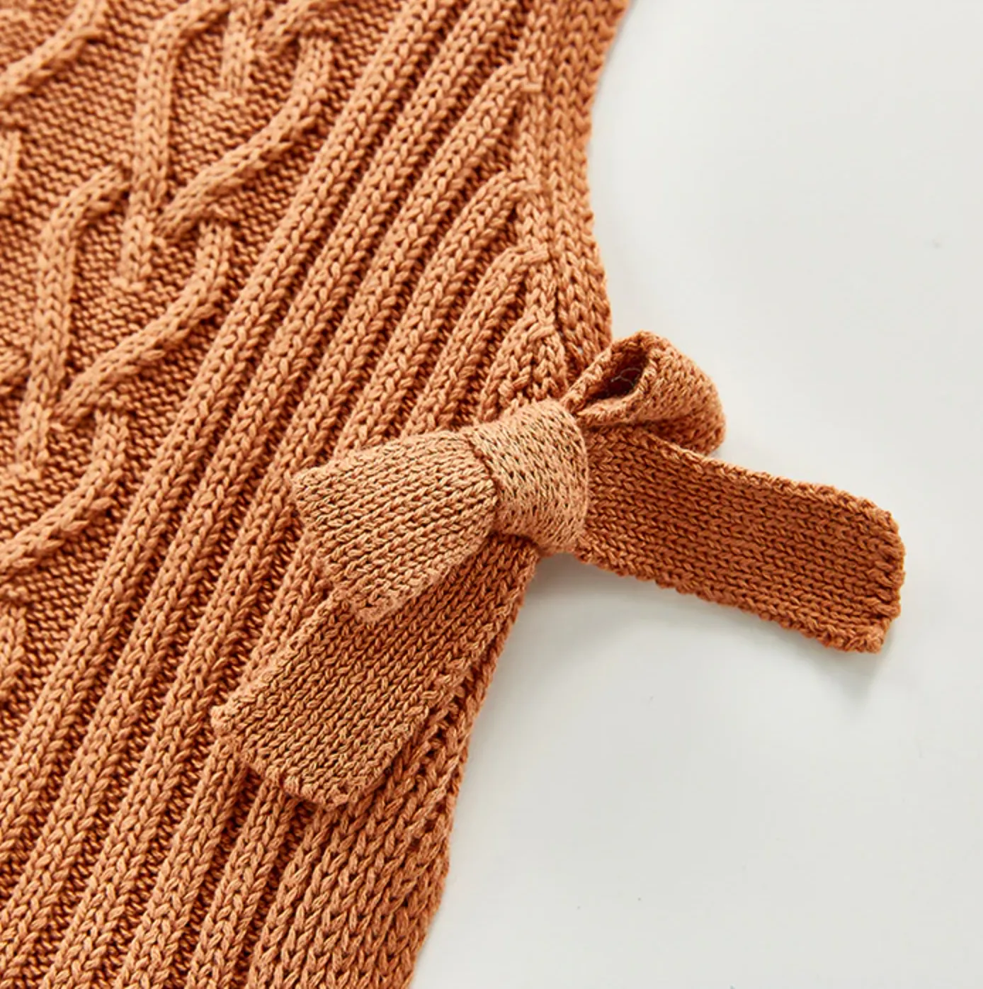 Knitted Tie-side Vest - Caramel