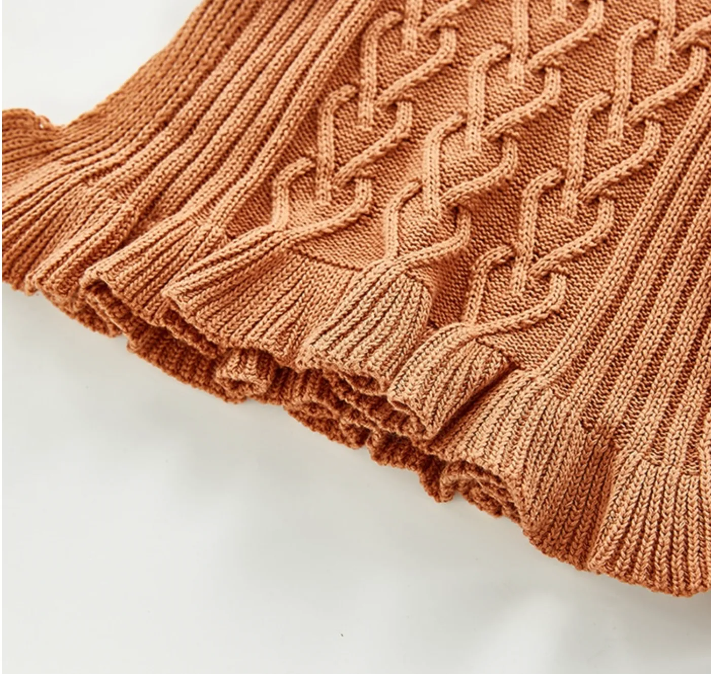 Knitted Tie-side Vest - Caramel