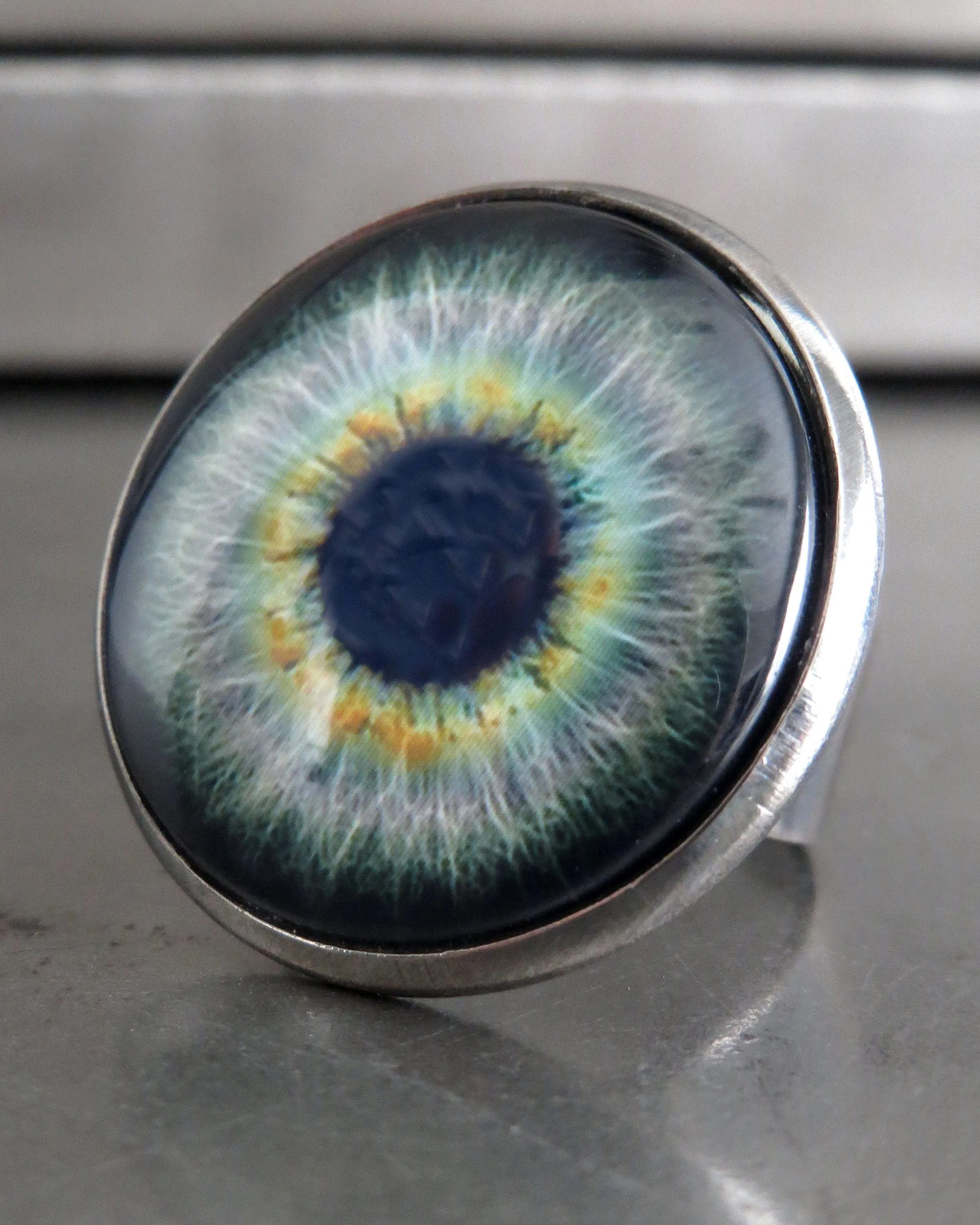 Large Goth Grey Eyeball Ring - Gothic Halloween