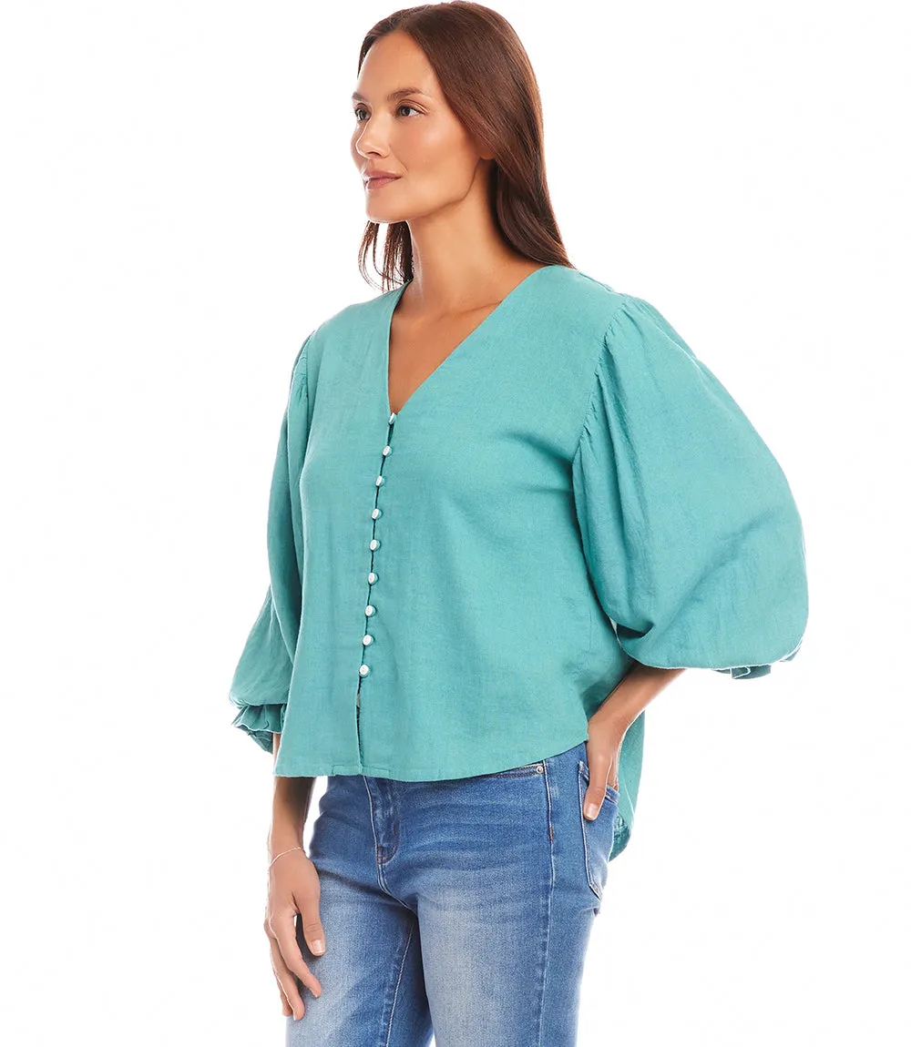 Layered Sleeve Shirred Blouse