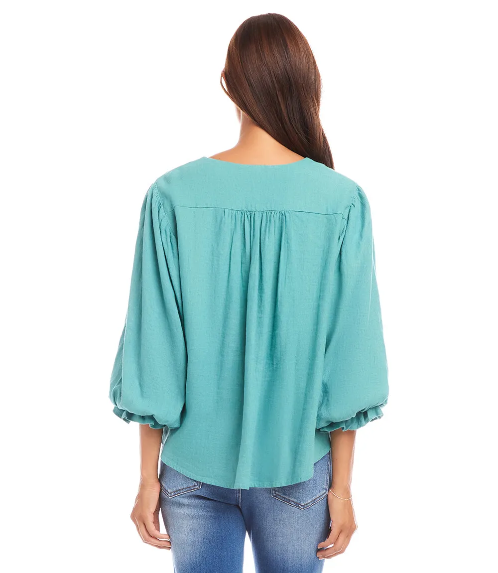 Layered Sleeve Shirred Blouse