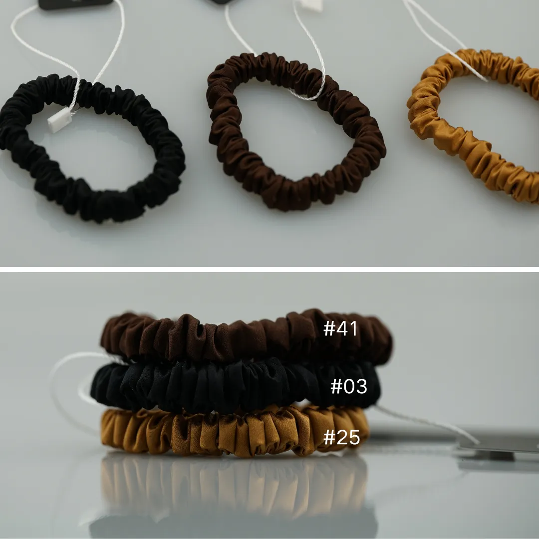 Light Brown silk scrunchies mini