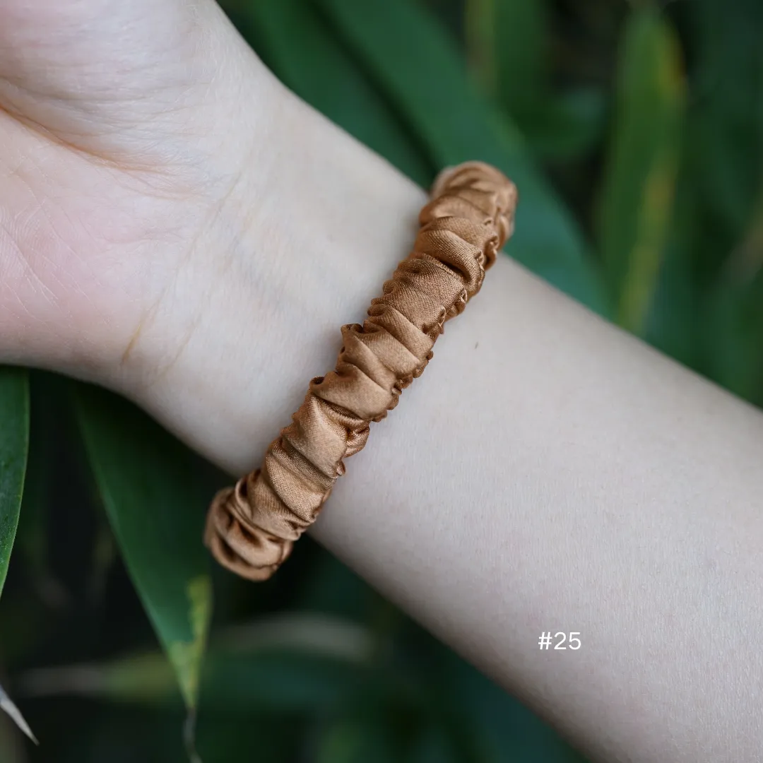 Light Brown silk scrunchies mini