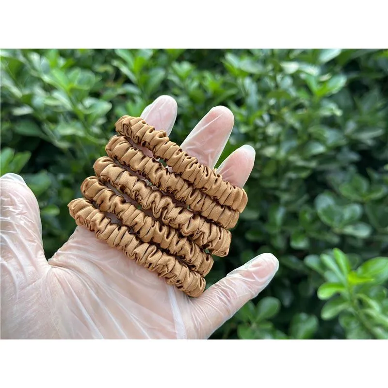 Light Brown silk scrunchies mini