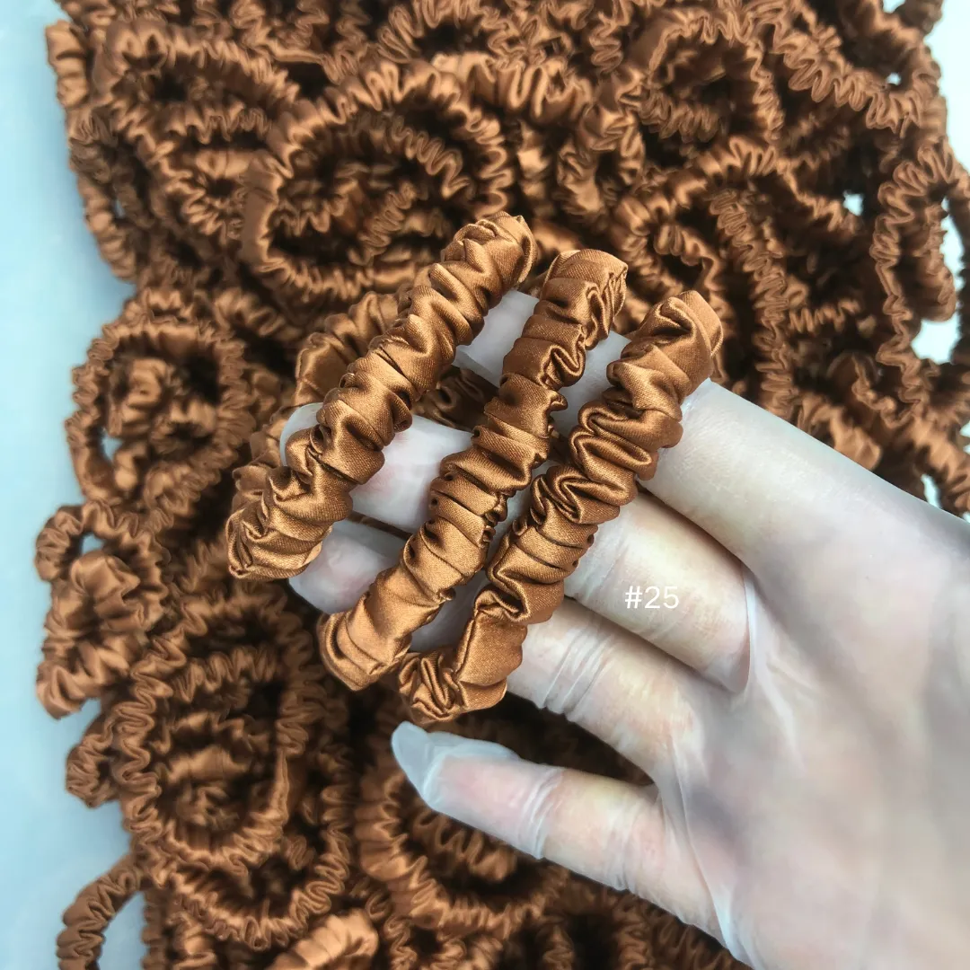 Light Brown silk scrunchies mini