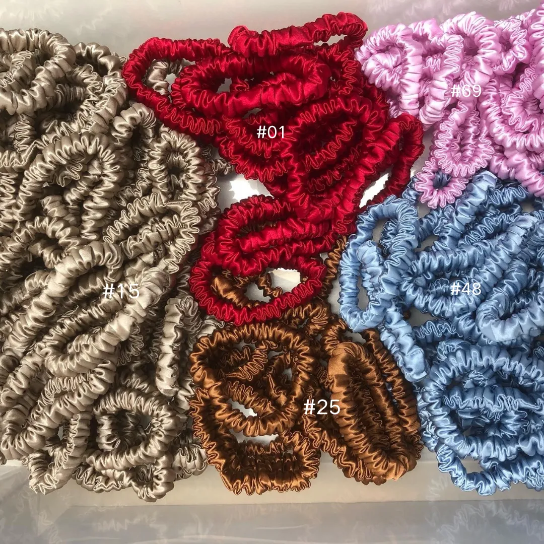 Light Brown silk scrunchies mini