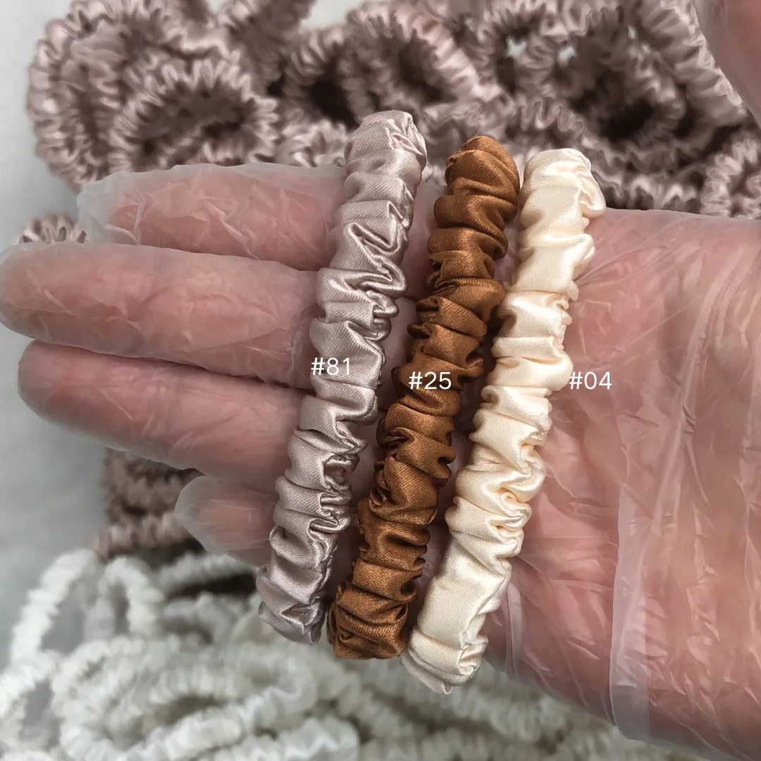Light Brown silk scrunchies mini