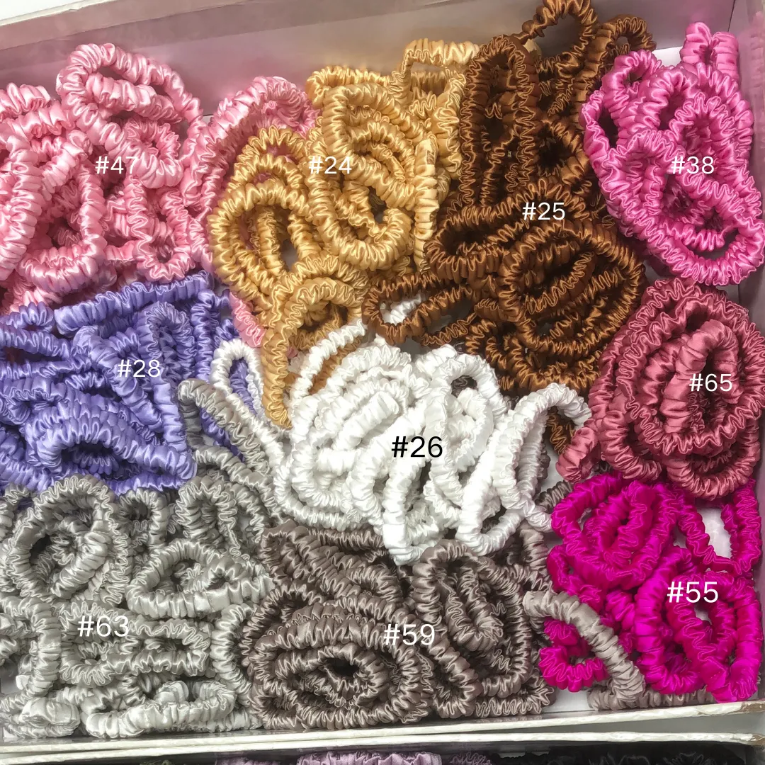 Light Brown silk scrunchies mini