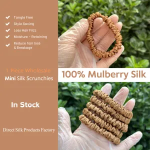 Light Brown silk scrunchies mini