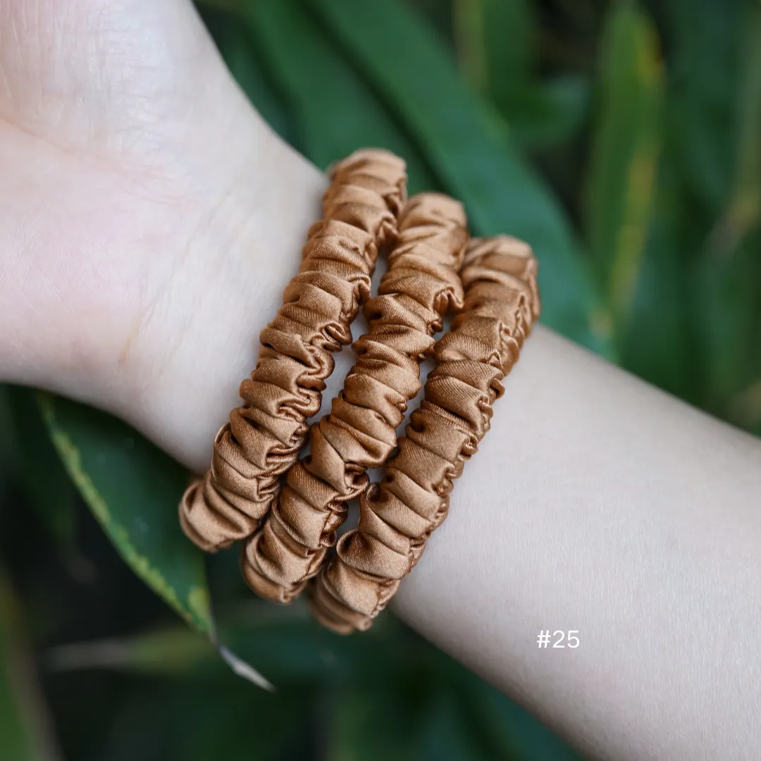 Light Brown silk scrunchies mini