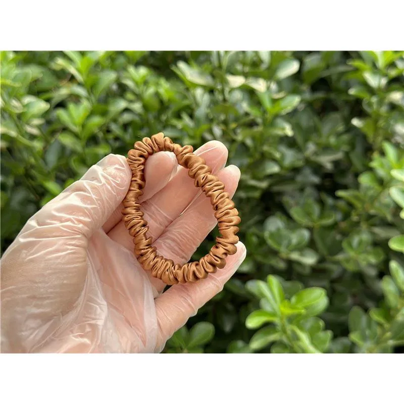 Light Brown silk scrunchies mini