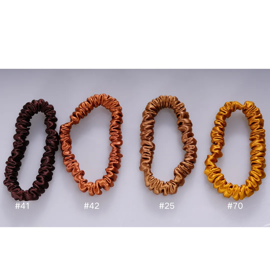 Light Brown silk scrunchies mini