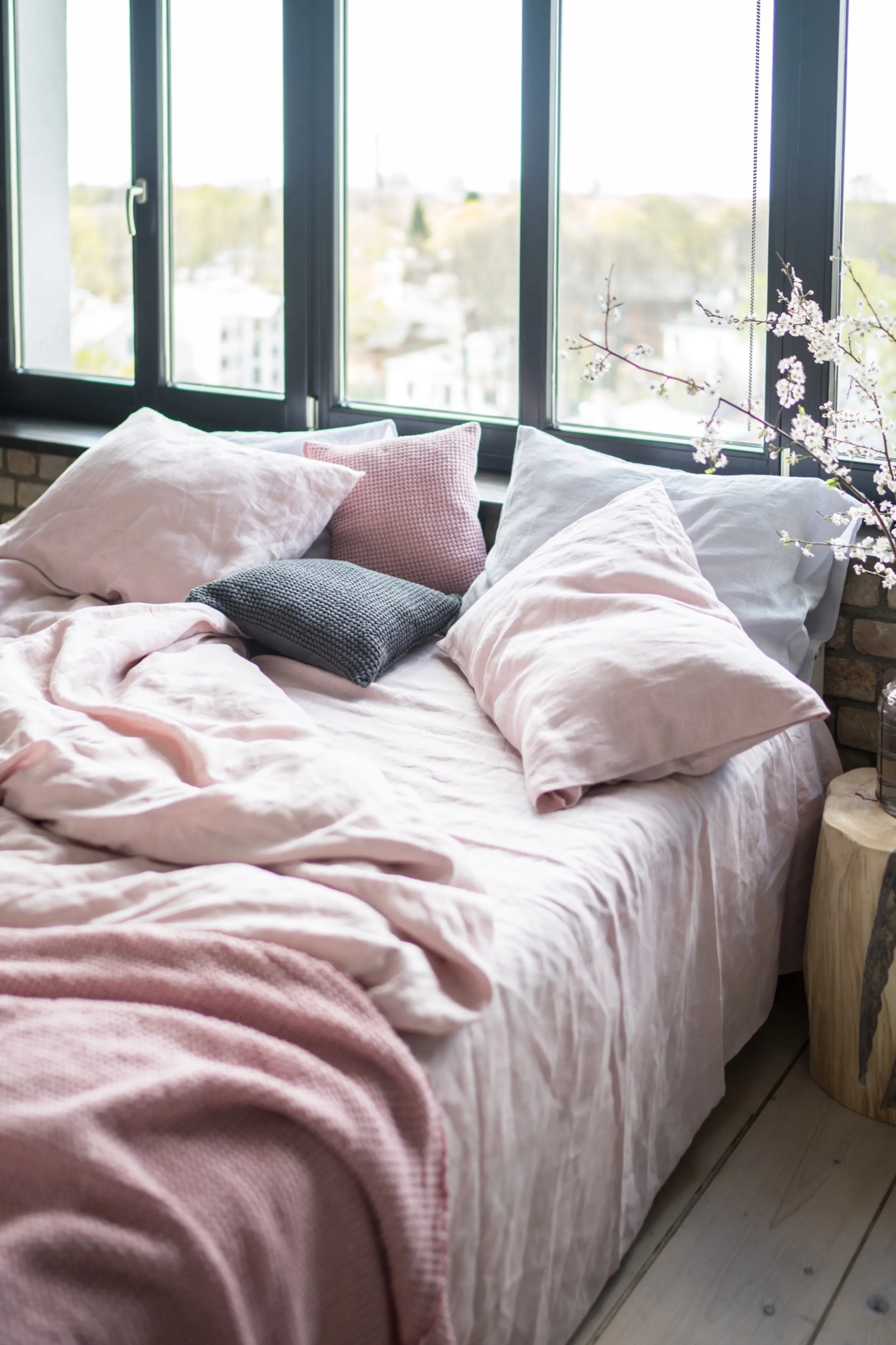 Linen duvet cover - pink
