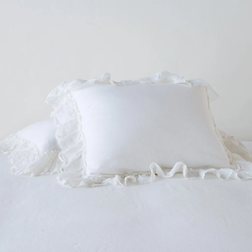 Linen Whisper Deluxe Sham - White