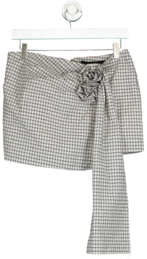 Lioness Beige Checkered Wrap Skirt UK S