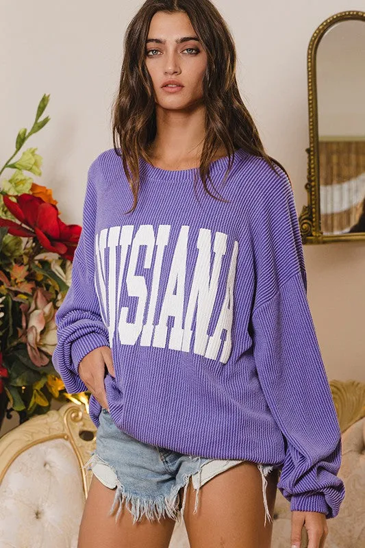 LOUISIANA RIB CORD SWEATSHIRT - PERIWINKLE