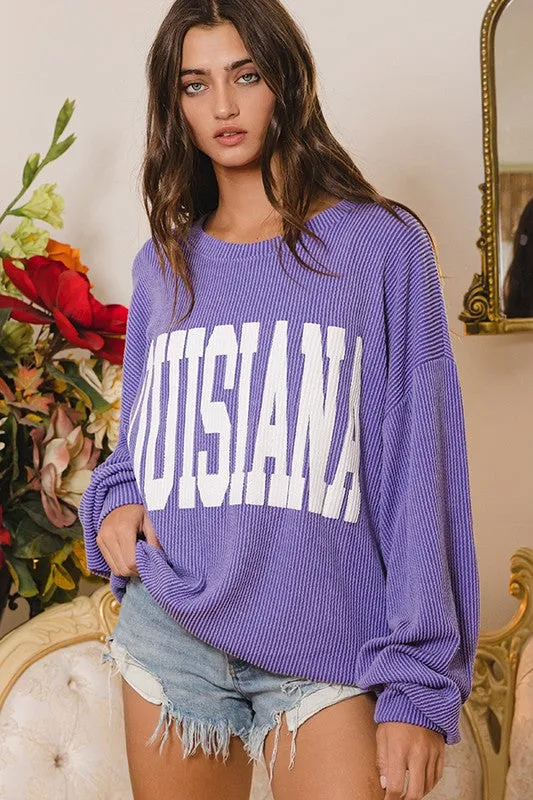 LOUISIANA RIB CORD SWEATSHIRT - PERIWINKLE