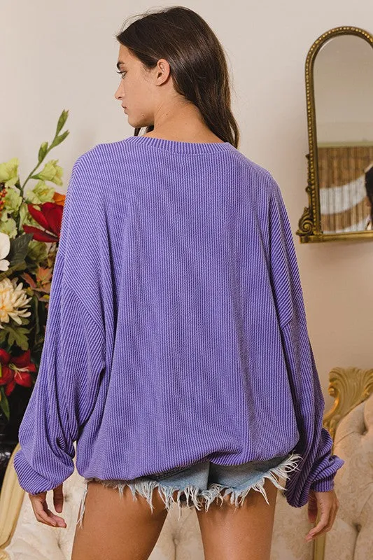 LOUISIANA RIB CORD SWEATSHIRT - PERIWINKLE