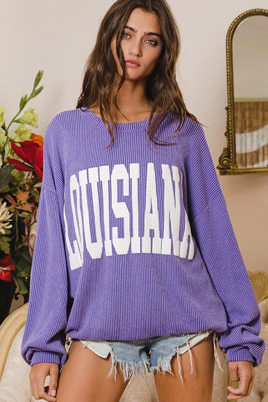 LOUISIANA RIB CORD SWEATSHIRT - PERIWINKLE